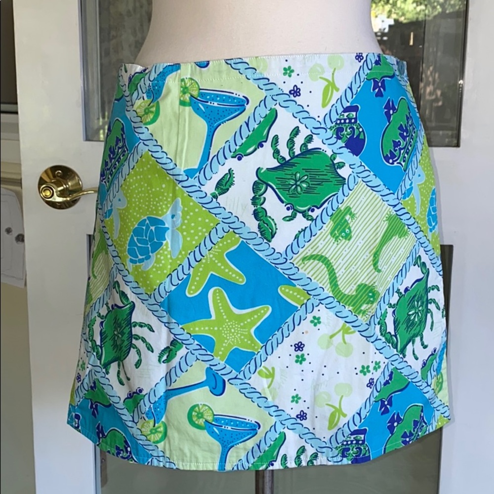 Lilly Pulitzer reversible sea turtle island skirt